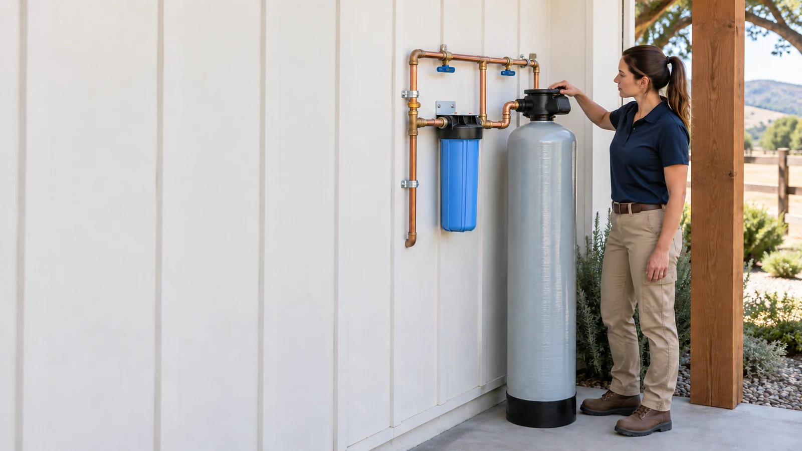 Whole house water filtration system installed at a Santa Ynez, California home