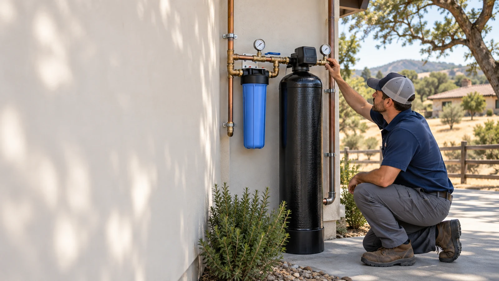 Whole house water filtration system installed at a Templeton, California home