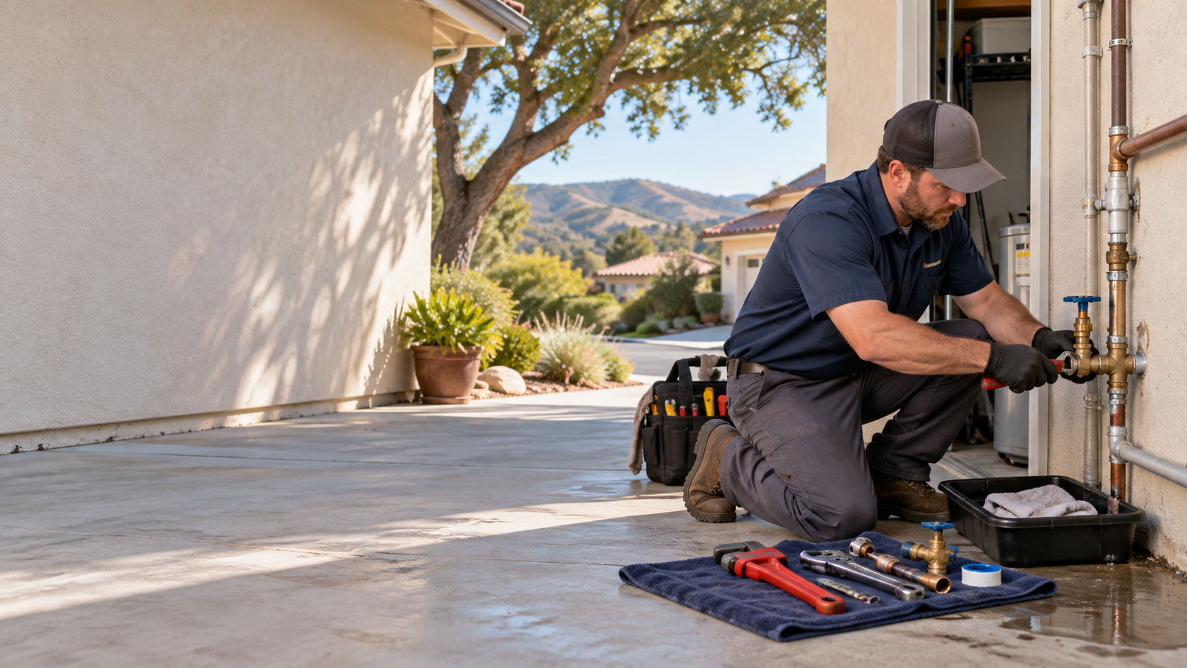Water Fixers emergency plumber responding to an urgent residential plumbing problem in Vandenberg Village, California