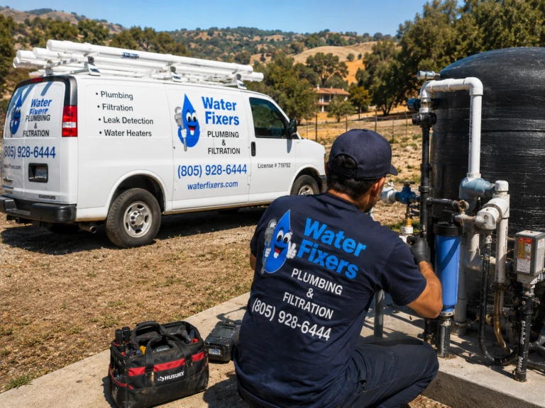 Water Fixers technician servicing a private well-water treatment system