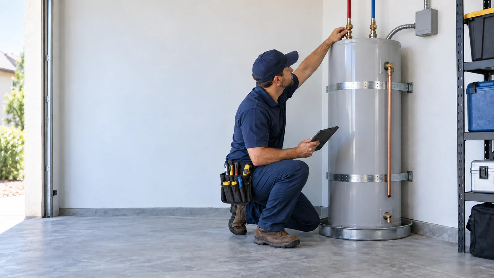 Professional water-heater diagnosis focused on the heater, accessible connections and installed condition