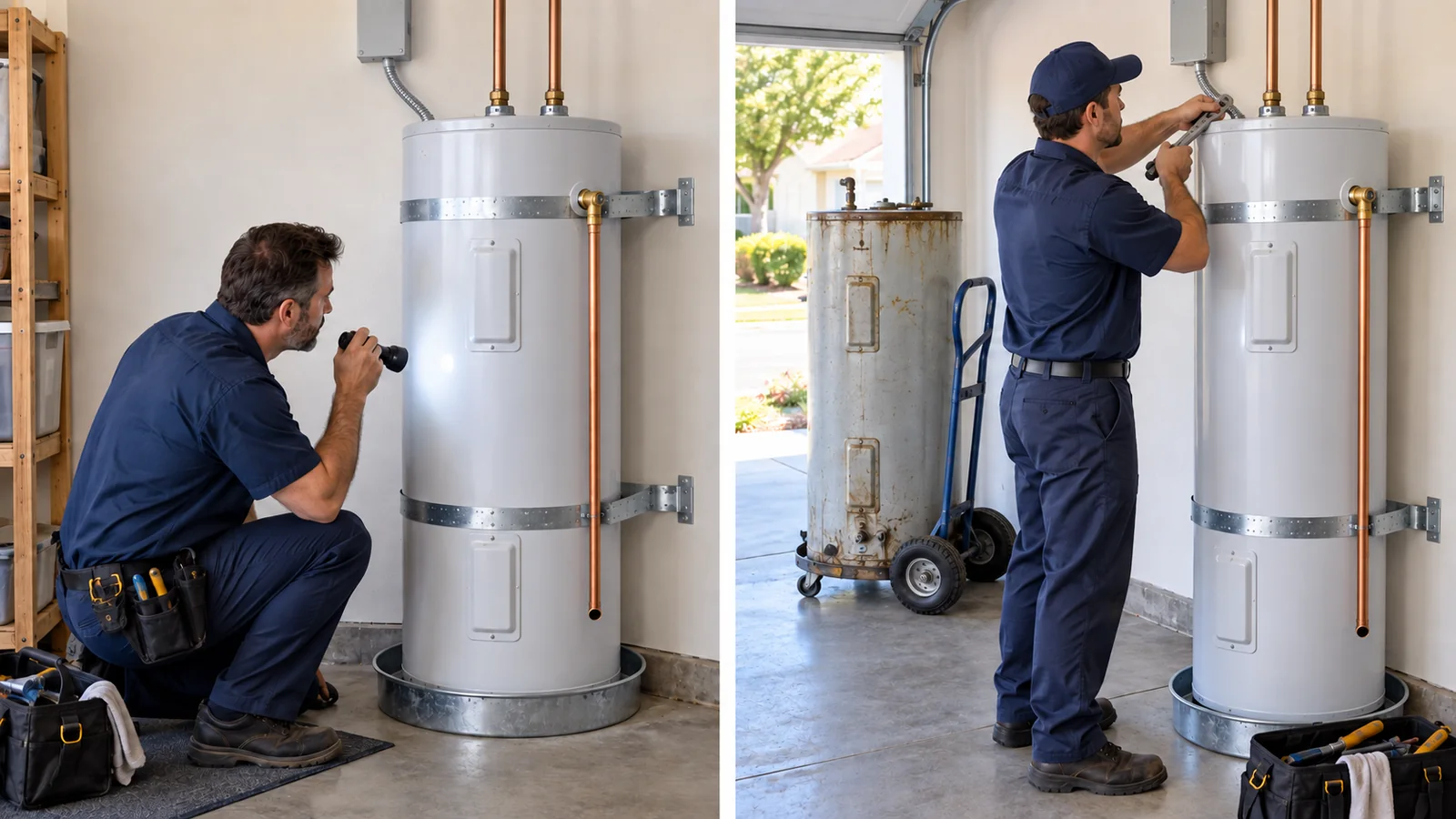 Residential water heater repair versus replacement evaluation