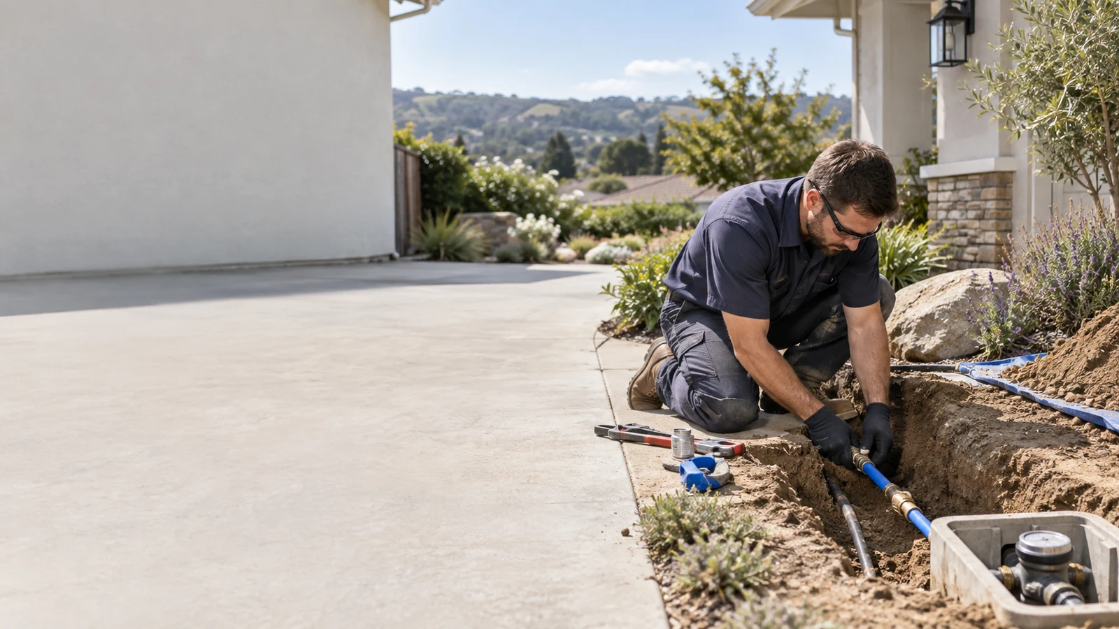 Illustration of buried residential water-line access planning in Arroyo Grande
