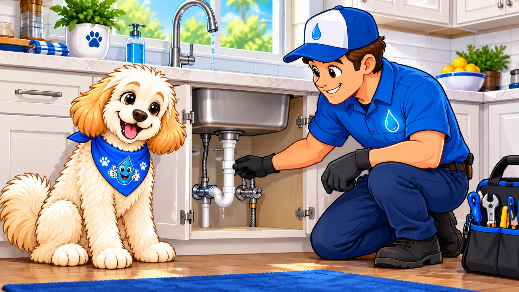 Harley with a Water Fixers technician inspecting common household plumbing