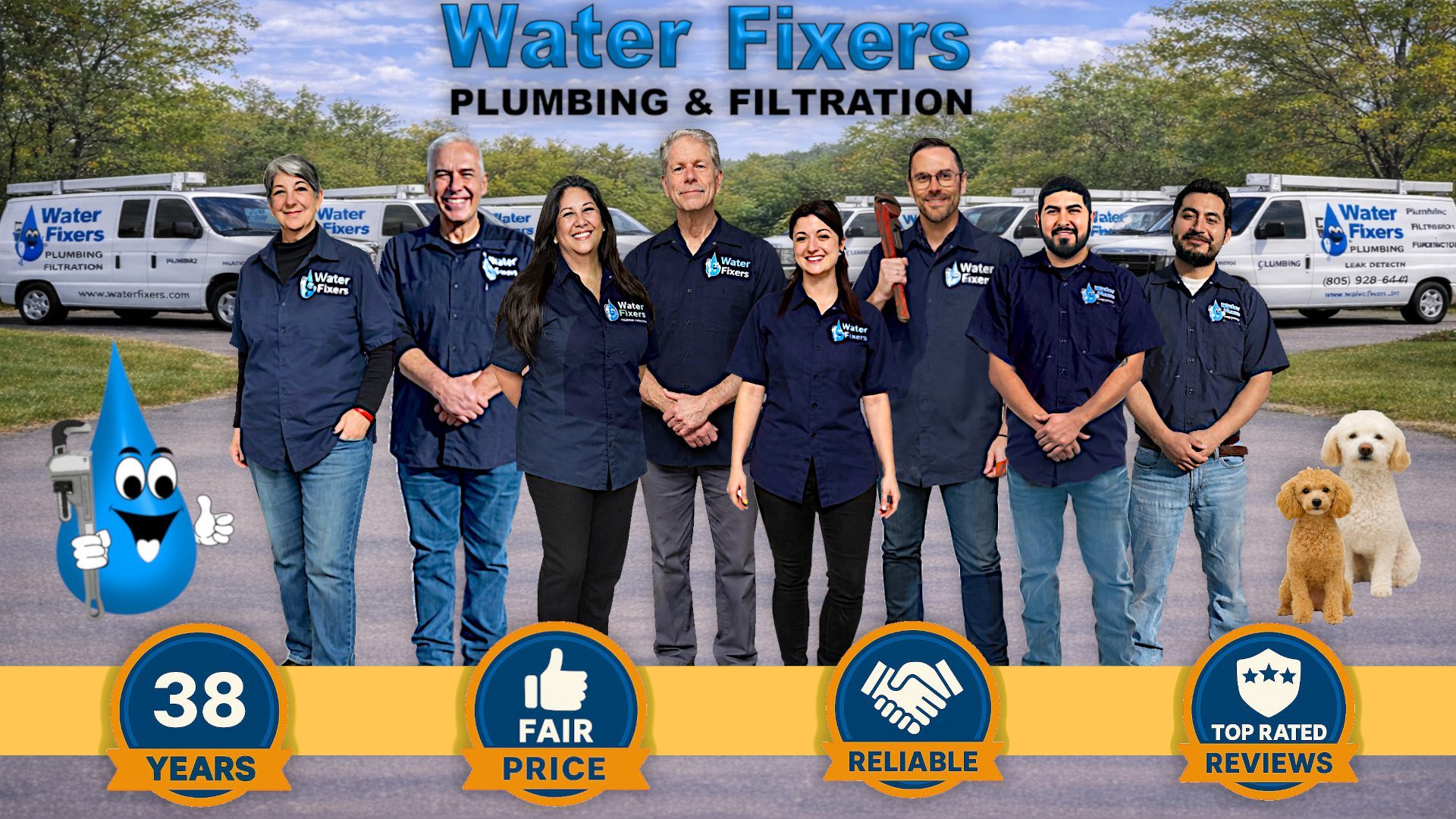Water Fixers Employees and Service Vans