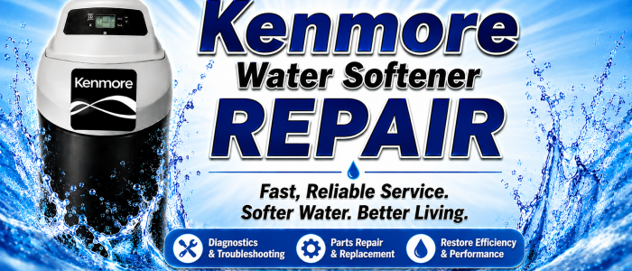 Water Fixers graphic for Kenmore and Sears water softener repair